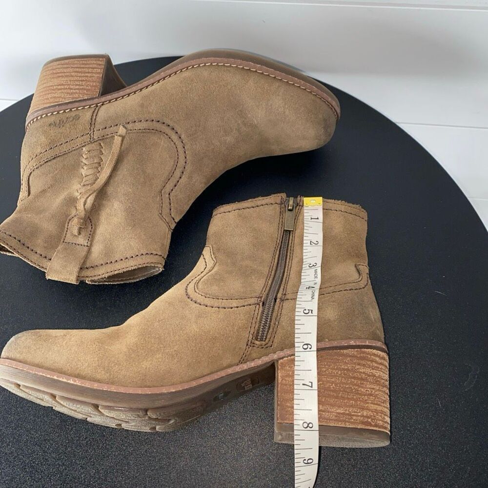 Earth Irene Round Toe Block Heel Ankle Boots Brown Genuine Leather Sz 11 - Picture 11 of 14